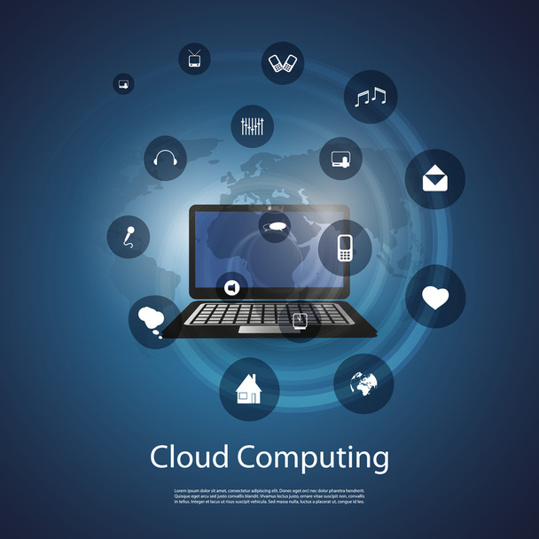 Koncept cloud computing - Vektor, obrázek