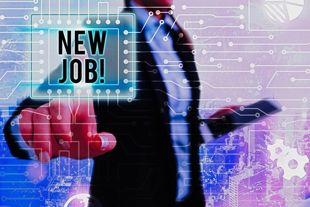 Текст для написания слов New Job. Бизнес-концепция для недавно оплативших должность регулярного трудоустройства
. - Фото, изображение
