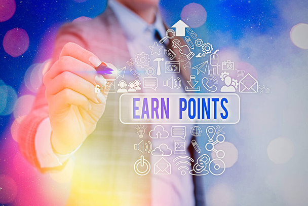 Conceptual hand writing showing Earn Points. Business photo showcasing getting praise or approval for something you have done. - Photo, Image