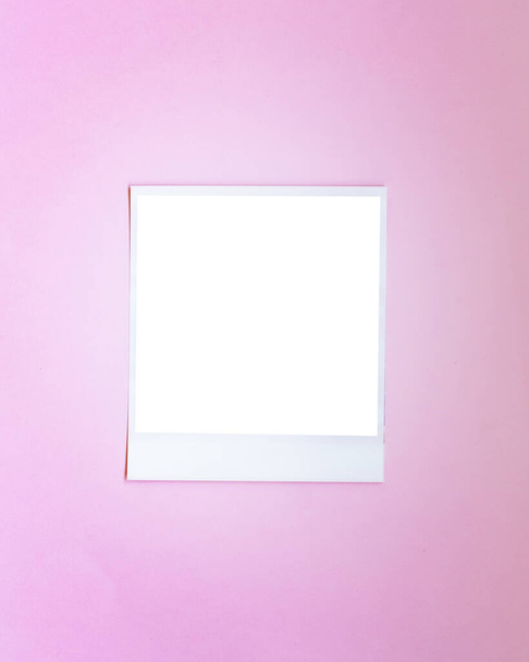 blank square photo on pink cardboard - Photo, image