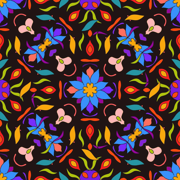 Kwiatowy bezszwowy wzór. Wektor natura dekoracyjne tapety. Kolorowy wzór sztuki ze stylizowanymi kwiatami. Projekt do owijania papieru, pajęczyny, okładki, tkaniny, tkaniny, zasłony - Wektor, obraz