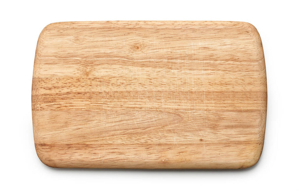 planche à découper en bois isolée sur fond blanc, vue de dessus
 - Photo, image