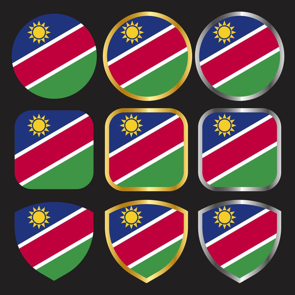 namibia flag vector icon set con bordo oro e argento
 - Vettoriali, immagini