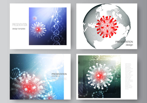 Vector layout of the presentation slides design business templates, multipurpose template for presentation report. 3d medical background of corona virus. Covid 19, coronavirus infection. Virus concept - Vector, Image