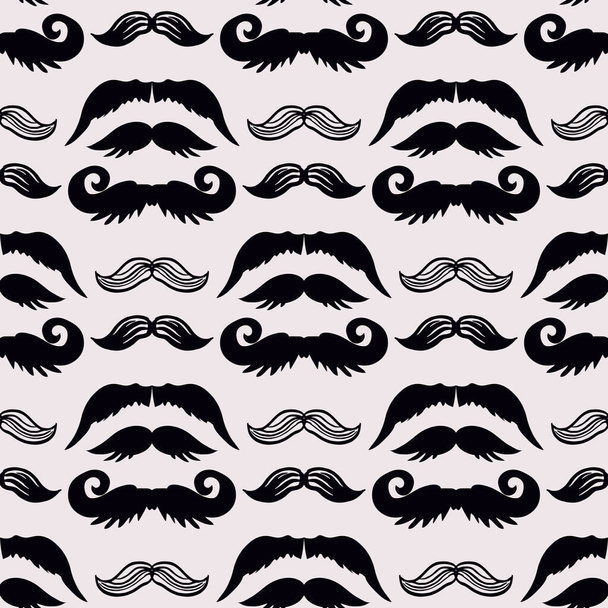 Funny  seamless pattern with mustache. Father's day. Cute vector texture in flat cartoon style. For your design, posters, textile, wedding invitation.  Vector illustration.   - Вектор, зображення