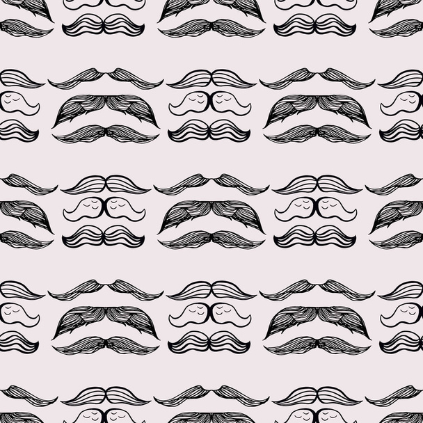 Funny  seamless pattern with mustache. Father's day. Cute vector texture in flat cartoon style. For your design, posters, textile, wedding invitation.  Vector illustration.   - Διάνυσμα, εικόνα