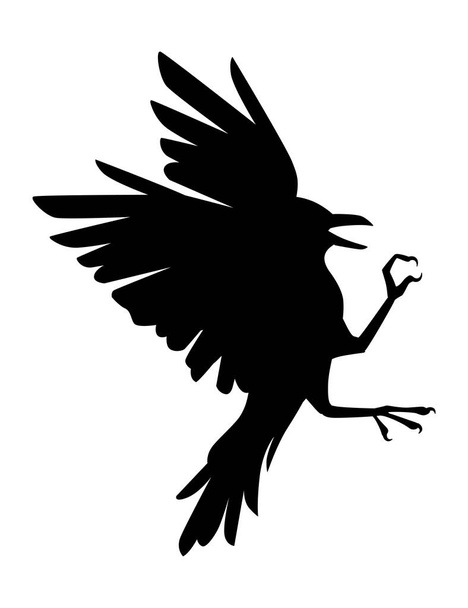 Silhouette noire corbeau oiseau dessin animé corbeau dessin plat vecteur animal illustration isolé sur fond blanc
. - Vecteur, image