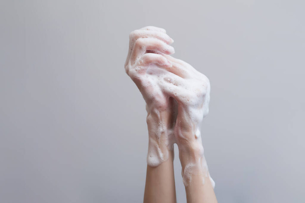clean hands soapy from coronavirus - Foto, Imagem