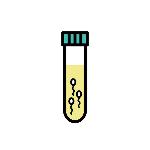 sperm test tube line icon, vector color illustration - Vector, Image