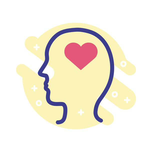 Profil mit Herz geistige Gesundheit Linie Stil-Symbol - Vektor, Bild