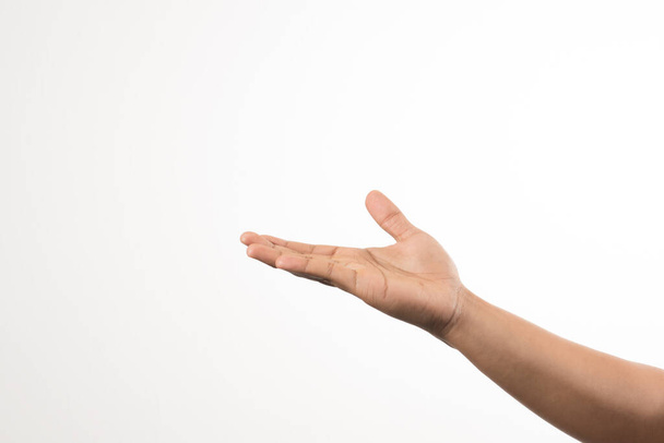Mão homem mostrando itens invisíveis
 - Foto, Imagem