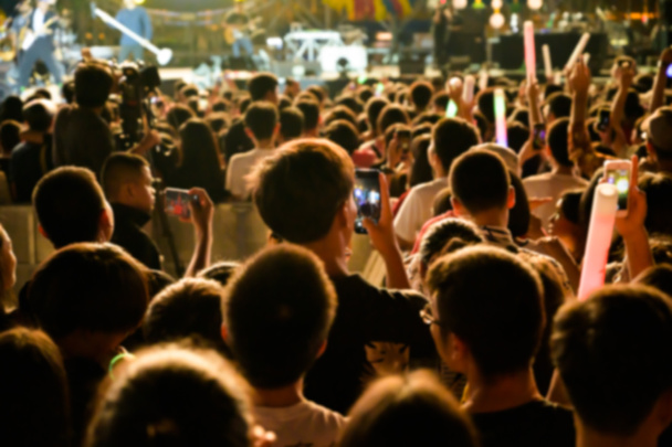 Abstract blurred background of Music concert any people. Crowd attending a concert. - Photo, Image