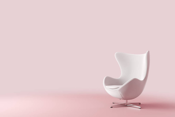 Poltrona moderna in camera rosa pastello. Moderno design degli interni minimalista. Illustrazione 3d
 - Foto, immagini