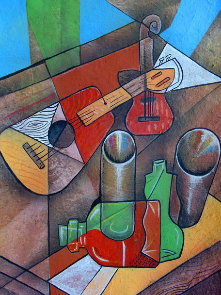 Cubism Still life Painting. Picasso Style art. - Photo, Image