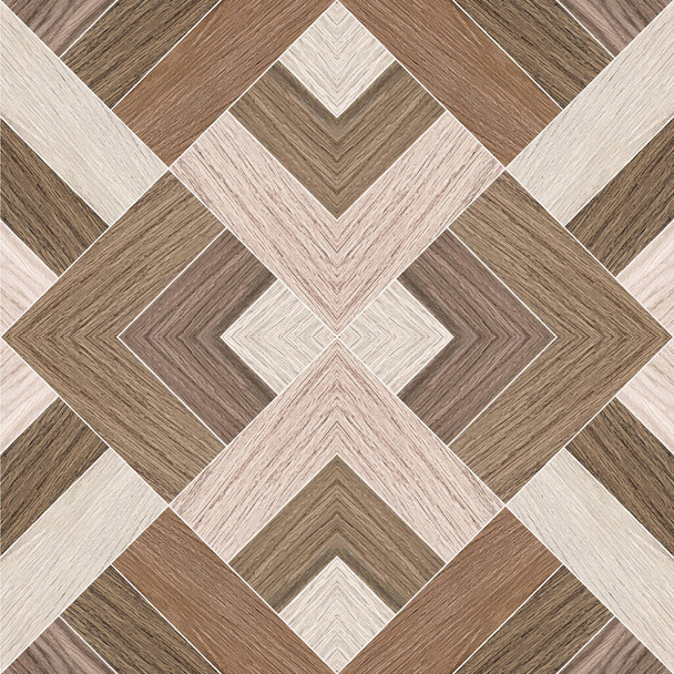 Vintage ornament.Decorative pattern.Tile mosaic.Wooden texture.Decorative geometric floor wood tile - Photo, Image