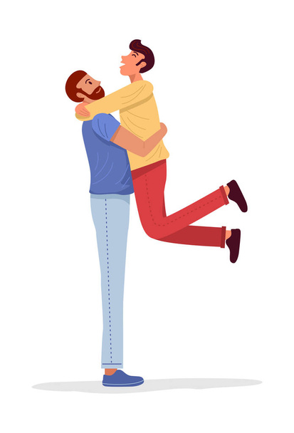 ゲイのカップルが抱き合っているイラスト,ベクトル - ベクター画像