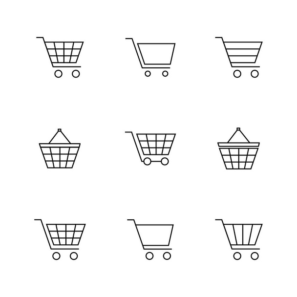 Finanzas e iconos de compras conjunto de líneas delgadas, ilustración vectorial. - Vector, Imagen