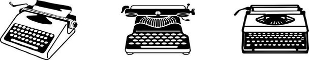 Иконка старинной пишущей машинки изолирована на белом фоне
 - Вектор,изображение