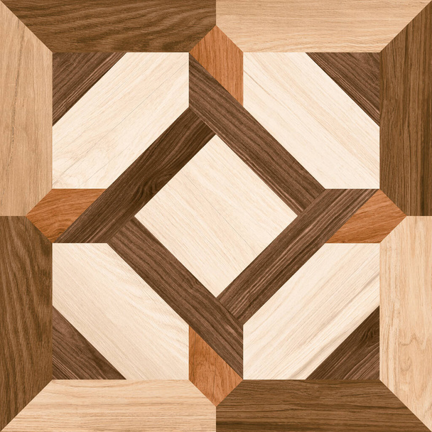 Геометричний візерунок дерев'яна підлога і настінна мозаїчна плитка для декору
. - Фото, зображення