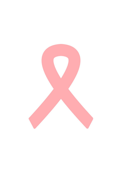 Brustkrebs mit rosafarbenem Band. Moderner Stil Logo Illustration für Oktober Monat Bewusstsein - Foto, Bild