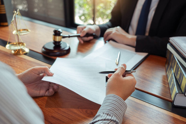 Male Notary lawyer or judge consult or discussing contract papers with Businessman client in office, Law and Legal services concept - Photo, Image
