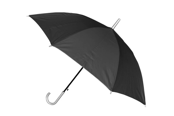 Parapluie noir isolé sur fond blanc
.  - Photo, image