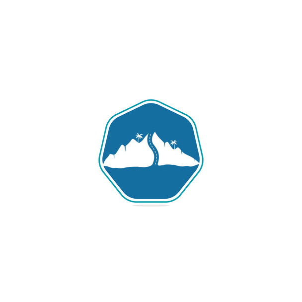 創造的な道路の旅のロゴデザイン。ロードロゴベクトルデザインテンプレート。山岳道路のロゴ。山道の旅のロゴ - ベクター画像