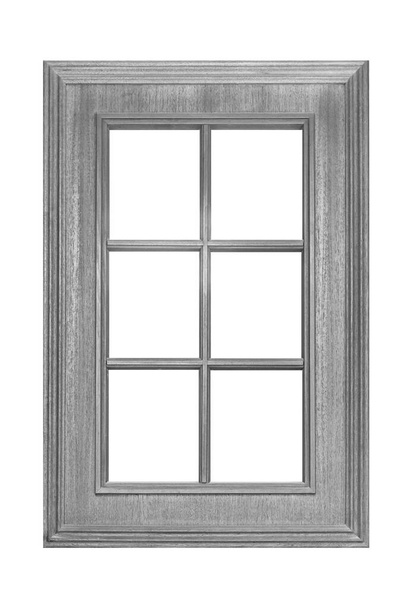 Valkoinen vintage puinen ikkuna runko eristetty valkoisella taustalla
 - Valokuva, kuva