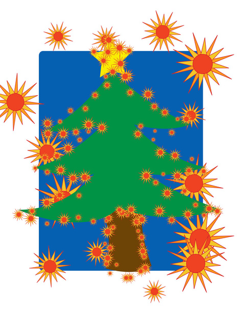 illustratie van kerstboom die versierd met zonnen - Foto, afbeelding