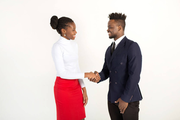 beautiful young african man and woman on a white background - Foto, Imagen