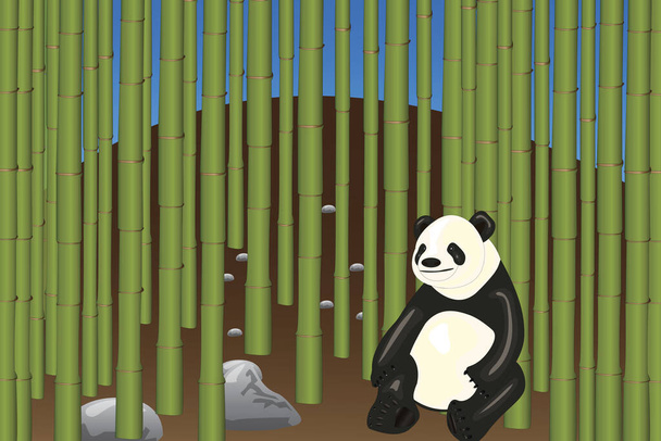 Ілюстрація ескізу панди, що спирається на бамбукові дерева
 - Вектор, зображення