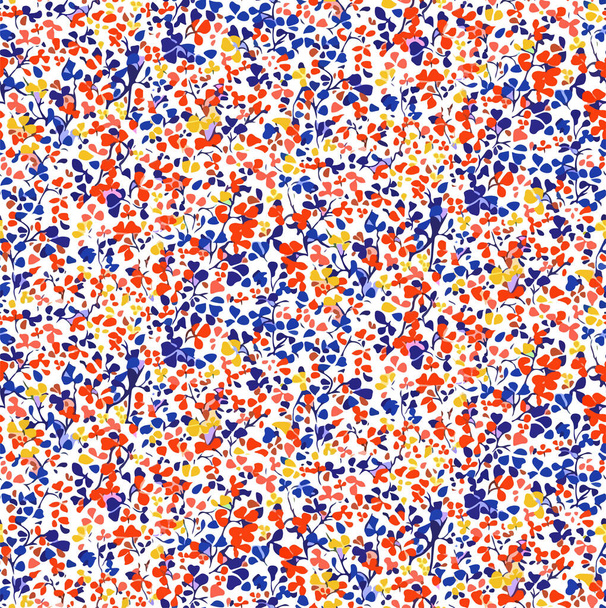 bezešvé vektorové květinové vzory s vícebarevnými květy v jasně modrých a červených tónech - Vektor, obrázek