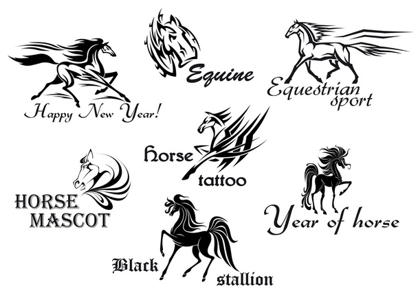 Horses stallions and mustangs - Vector, Image