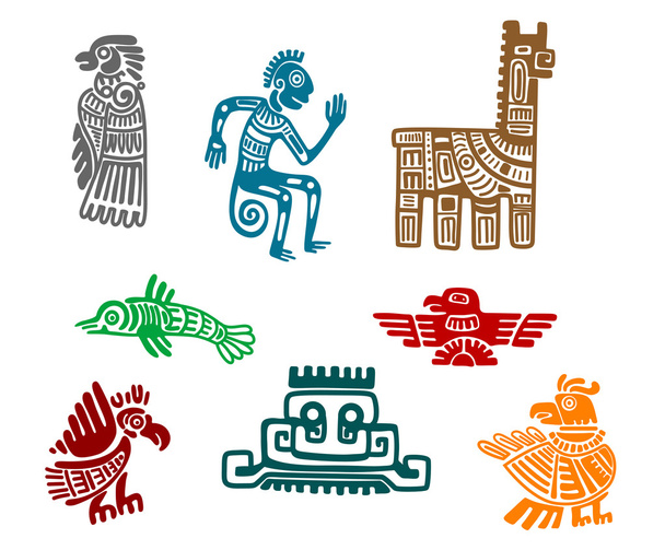 Αζτέκων και των Μάγια αρχαία σχέδιο τέχνης - Διάνυσμα, εικόνα
