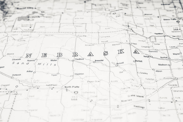 Estado do Nebraska no mapa
 - Foto, Imagem