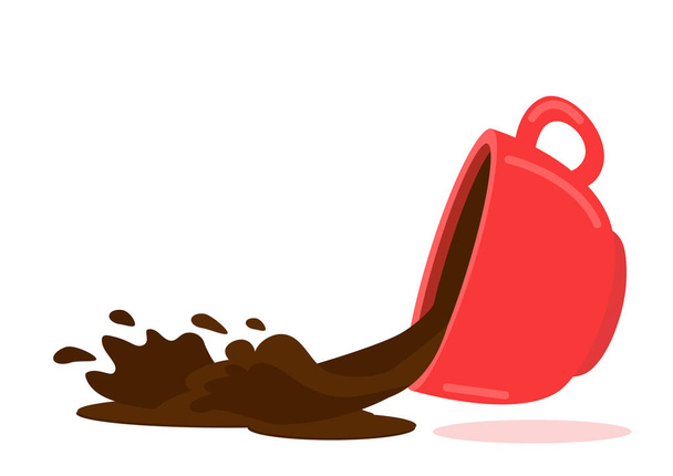 Spilled coffee red cup vector concept - Vector, Imagen