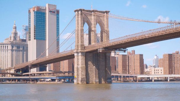Amazing Brooklyn Bridge in New York - view from Brooklyn - travel photography - Фото, изображение