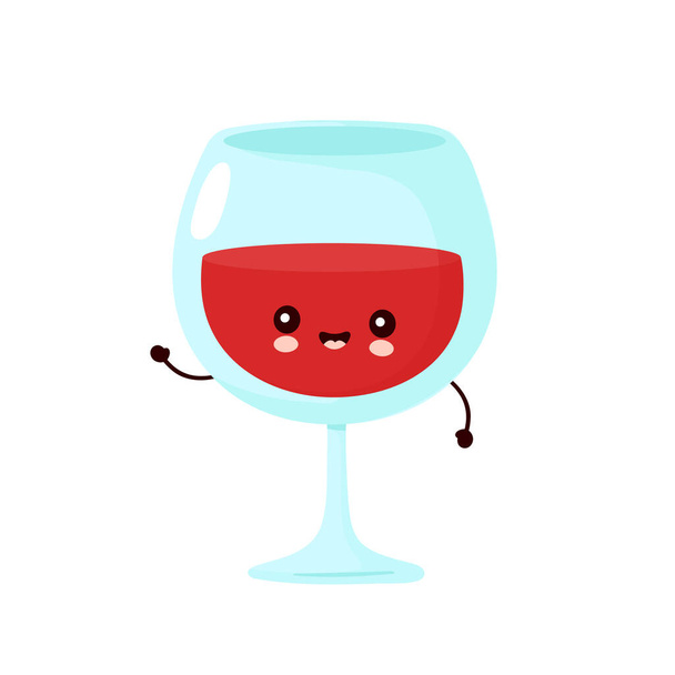 Cute happy smiling wine glass - Vector, Image