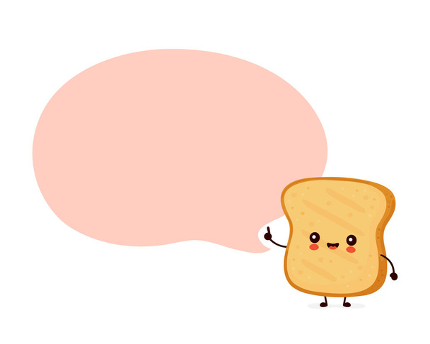 Cute happy funny toast with speech bubble - Vector, Image
