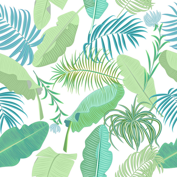 Vector tropische jungle naadloos patroon met palmbomen bladeren en bloemen, achtergrond voor bruiloft, citaten, Verjaardag en uitnodiging kaarten, wenskaarten, print, blogs, bruids kaarten. - Vector, afbeelding