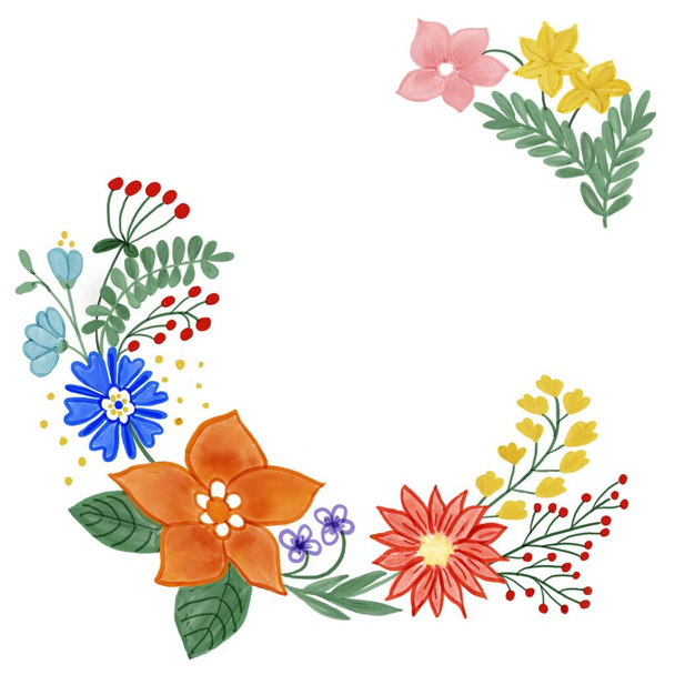 Каркас різнокольорових квітів на білому тлі
 - Фото, зображення