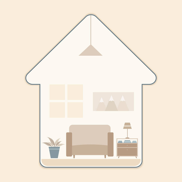 cozy work space at home, work space at home, cozy living room - Vector, Image