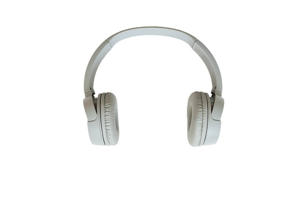 Grey wireless headphones on a white background, isolated. - Photo, Image