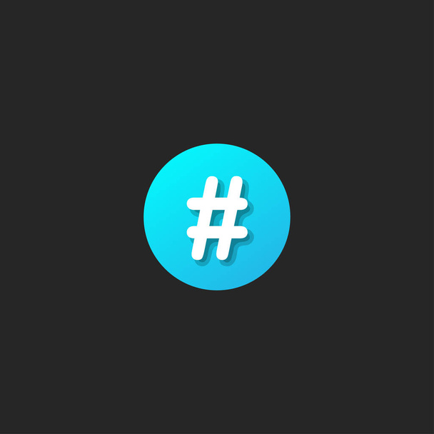 icône Hashtag dans le style plat à la mode isolé sur fond noir. Illustration vectorielle
 - Vecteur, image