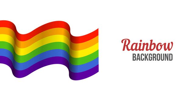 Wuivende regenboogvlag op witte achtergrond. Regenboog LGBT vlag vector poster of banner template. LGBTQ kleuren. Vector illustratie. Golvend patroon. - Vector, afbeelding