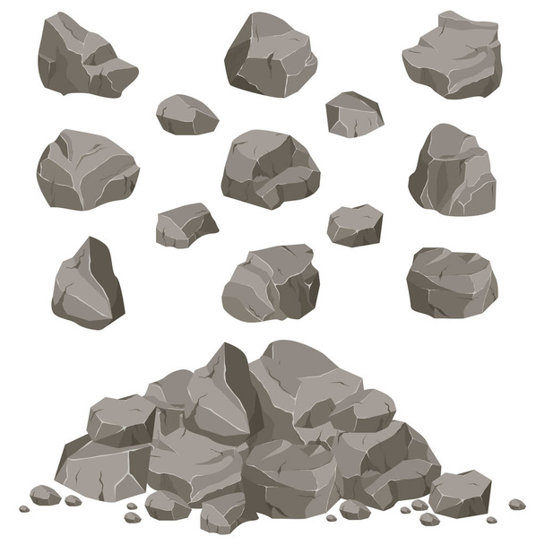 Rock stone sada kreslený. - Vektor, obrázek
