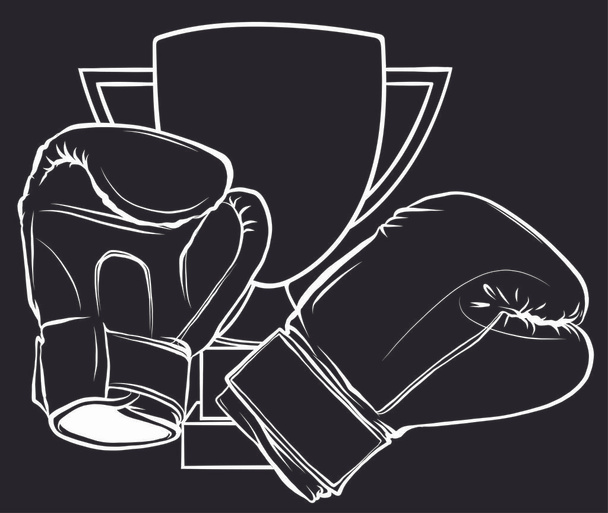 Hanging boxing gloves in black background vector illustration. - Vector, Image