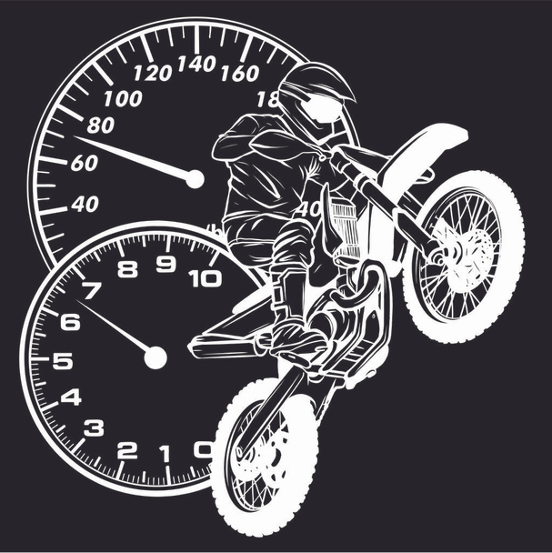vector Motocross Rider Silueta en fondo negro
 - Vector, imagen