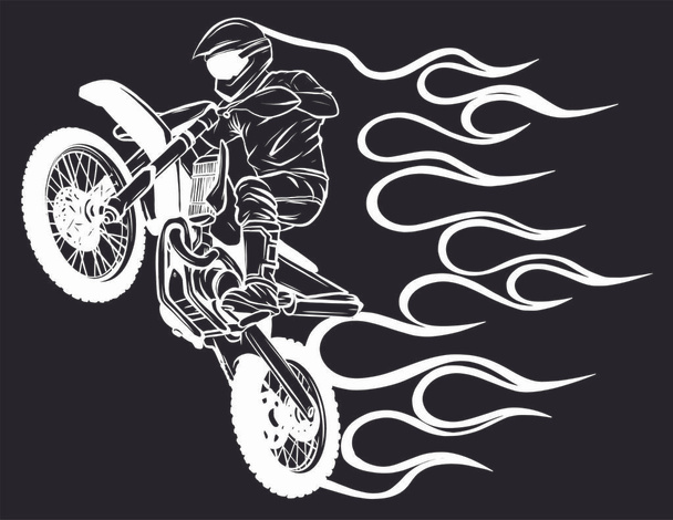 vetor Motocross Rider silhueta em fundo preto
 - Vetor, Imagem