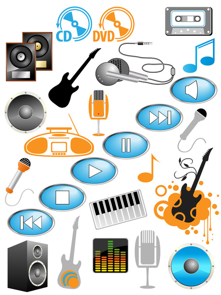 Set of music icons - Vector, afbeelding